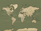 Vintage World Map Canvas Wall Art Print, Classic Global Map Artwork