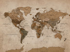 World Map Canvas Wall Art Print, Detailed Global Map Artwork