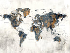 World Map Wall Art Canvas Print for Office Wall Decor