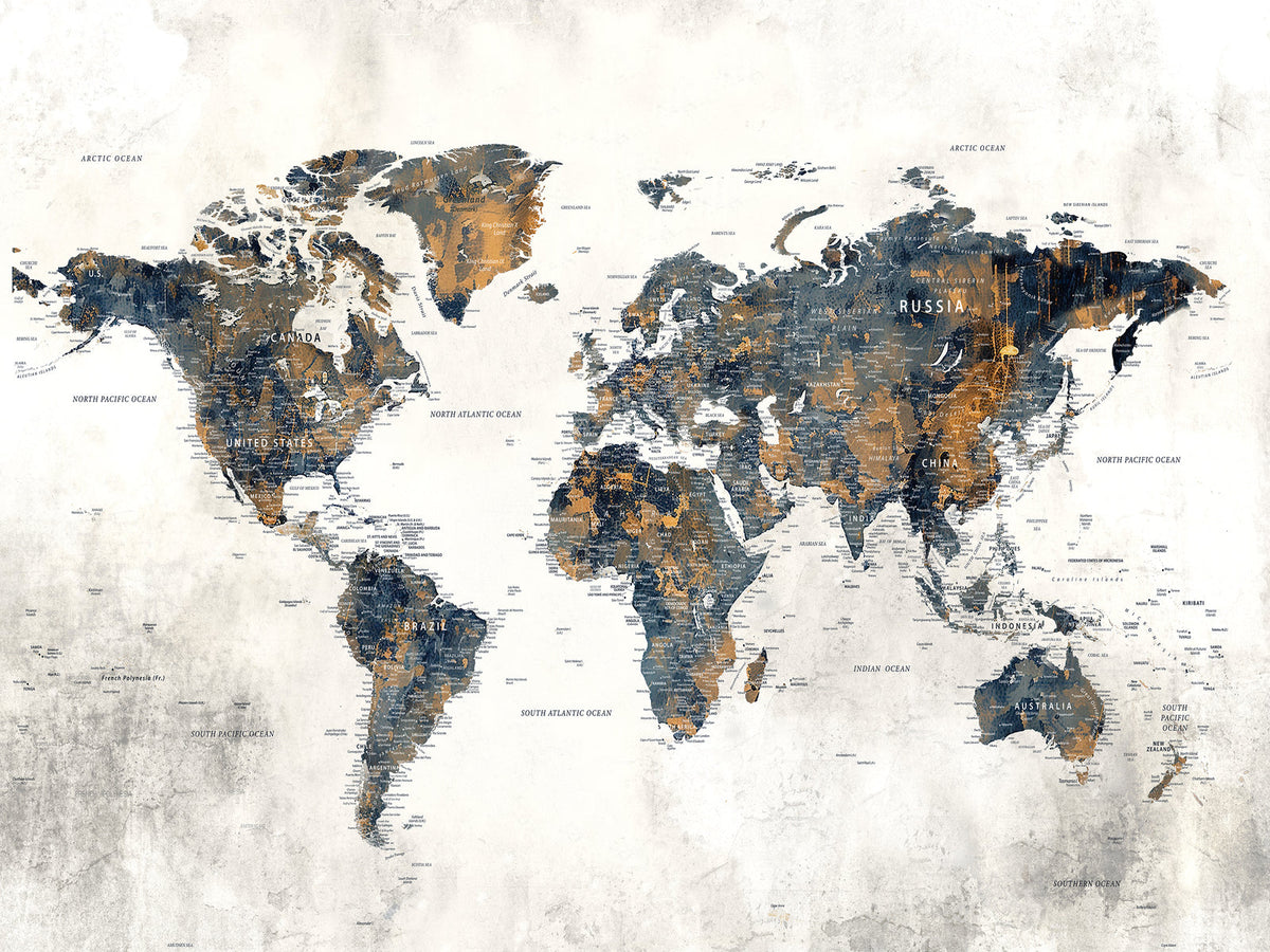 World Map Wall Art Canvas Print for Office Wall Decor