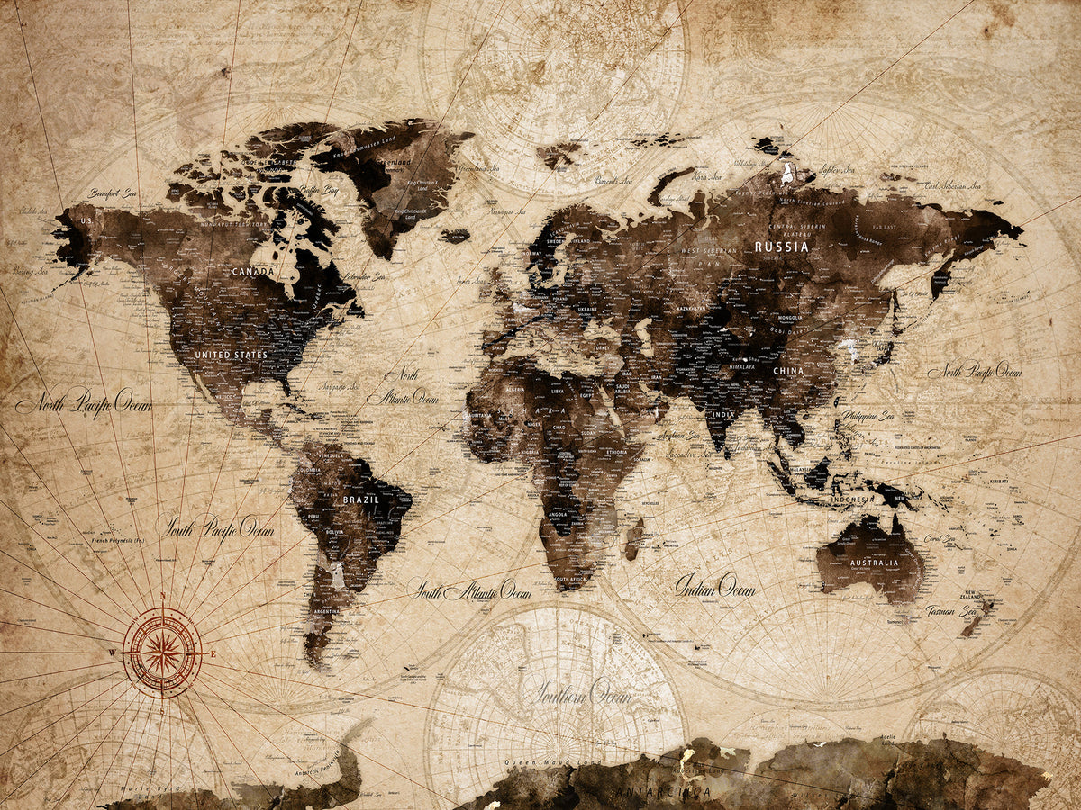 World Map Wall Art Canvas Print