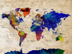 Watercolor World Map Canvas Print | Framed Wall Art for Couples