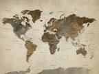 Vintage World Map Canvas Wall Art | Framed Antique Style Travel Map
