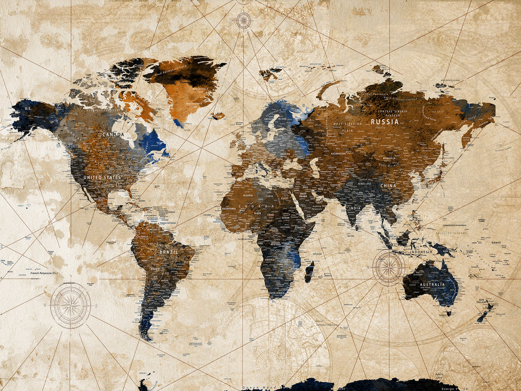 World Map Canvas Art Print | Framed Travel Map Wall Art