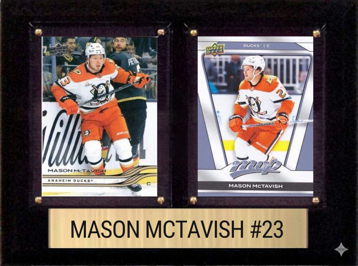Mason McTavish Anaheim Ducks Fan Gift Plaque 6x8 2 Cards Upper Deck 2024 2025 2026