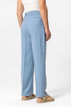 Men's Blue High-Waist Pleated Baggy Pants - Wessi