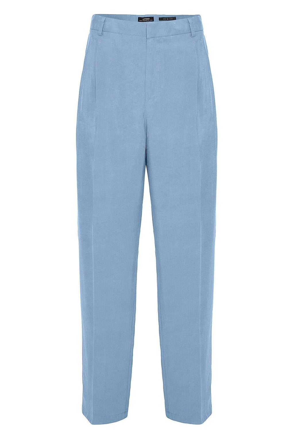 Men's Blue High-Waist Pleated Baggy Pants - Wessi