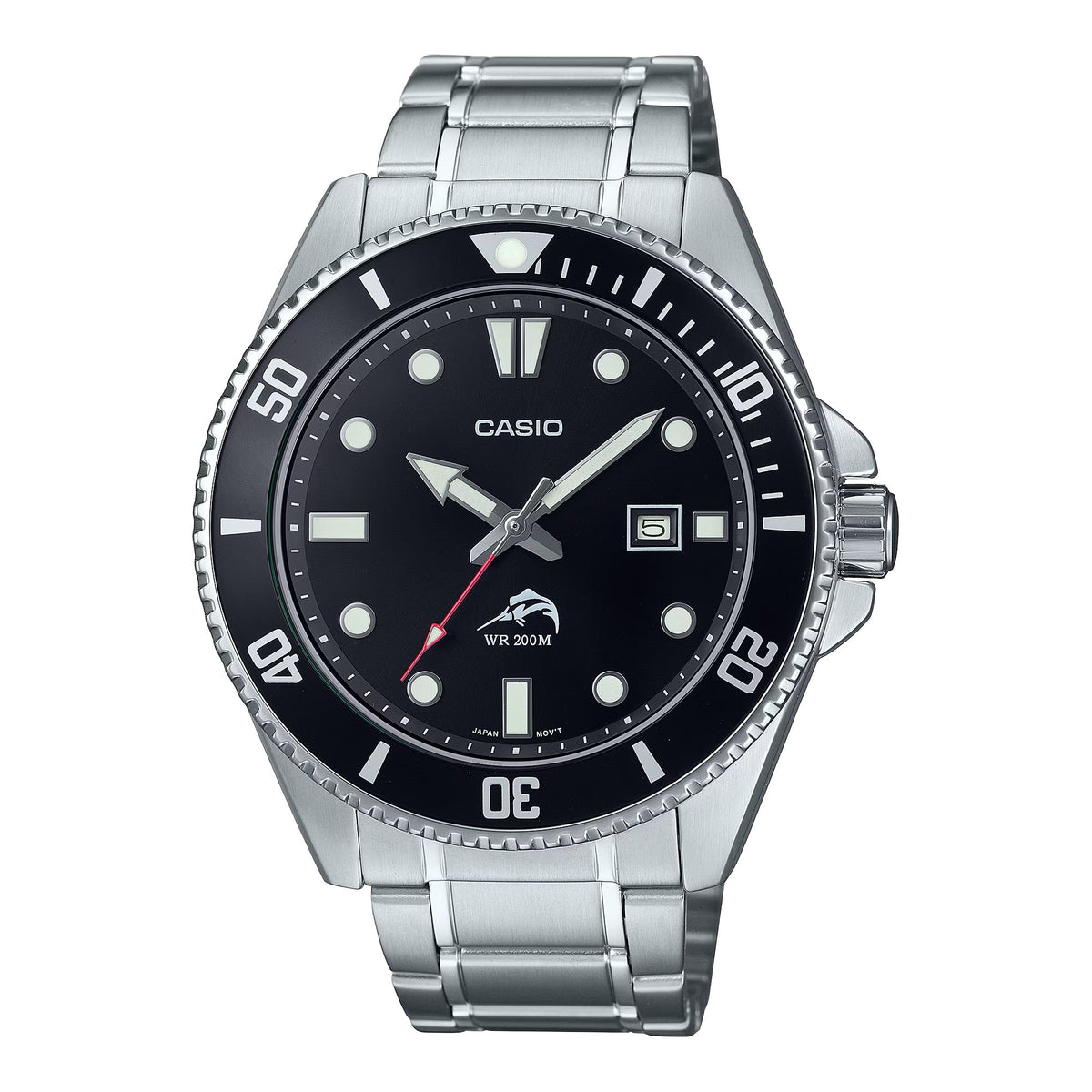 Casio Men's Stainless Steel Dive Watch with Black Dial - MDV-106DD-1A1VCF