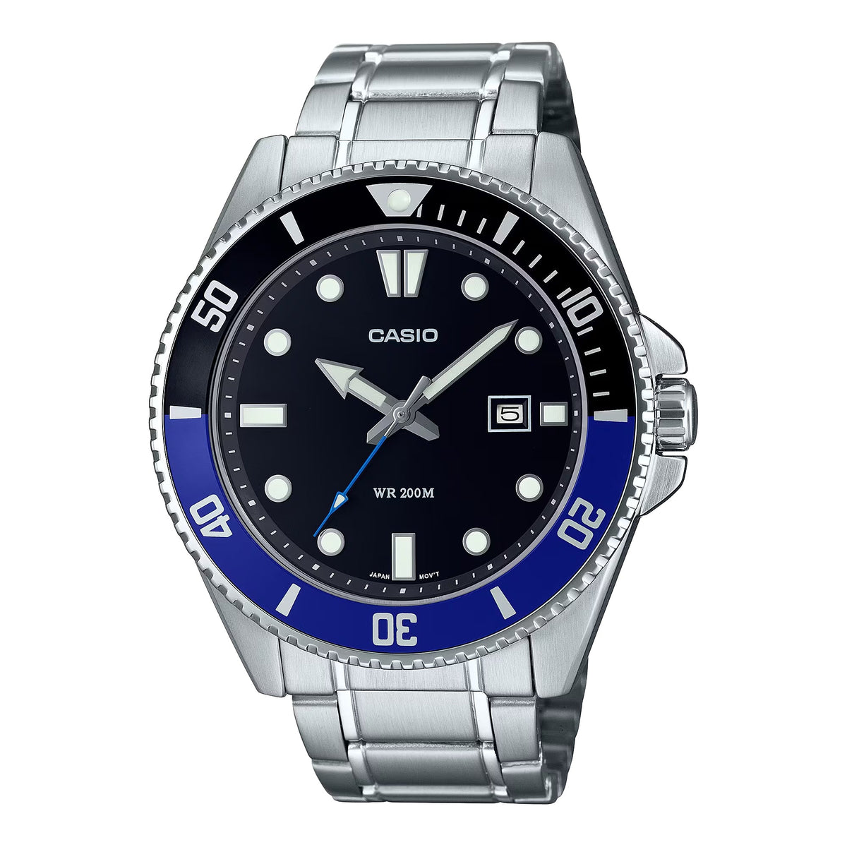 Casio Men's Black Blue Stainless Steel Marine Sports Watch - MDV-107D-1A2VDF