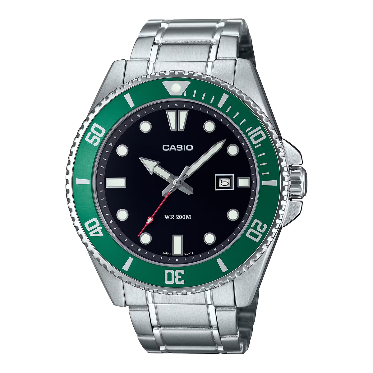 Casio Men's Black Green Stainless Steel Marine Sports Watch - MDV-107D-3AVDF