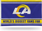 Los Angeles Rams 3x5 Feet Flag Banner, World's Biggest Fan, Metal Grommets, Single Sided, Indoor or Outdoor Use