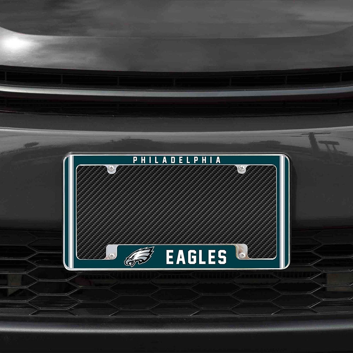 Philadelphia Eagles Metal License Plate Frame Chrome Tag Cover Alternate Design 6x12 Inch