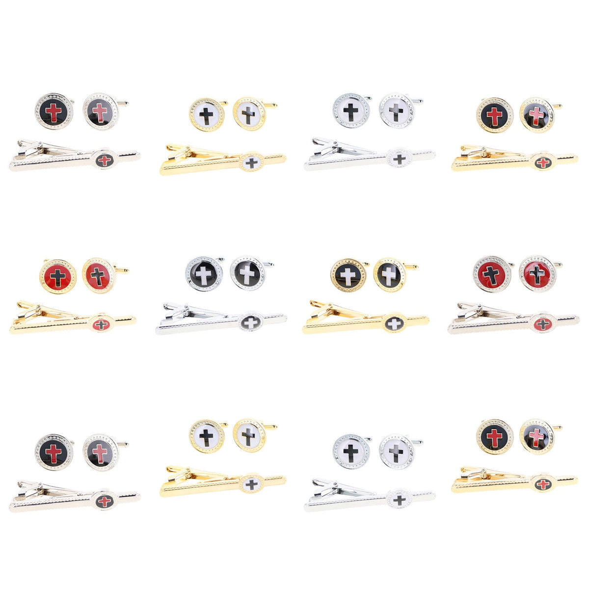 Vittorio Vico Religious Cufflink & Tie Bar Set in Gift Box