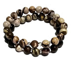Men's Round striped Tibetan Agate Bracelet set