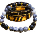 Men's White Malachite and Onyx 3pc. Bracelet set