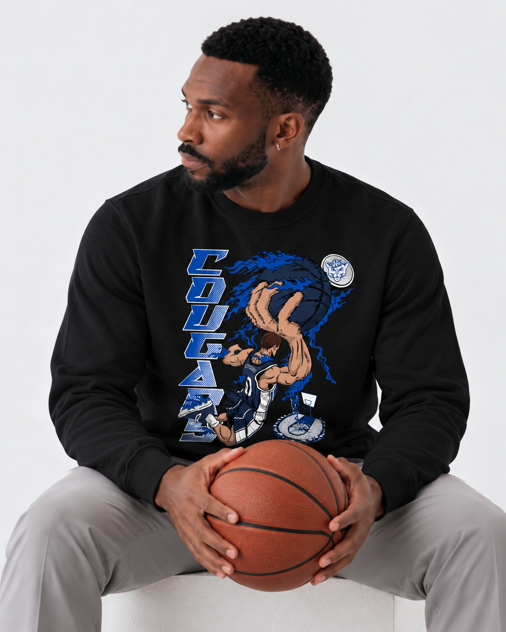 BYU Slam Dunk Meridian Black Crewneck