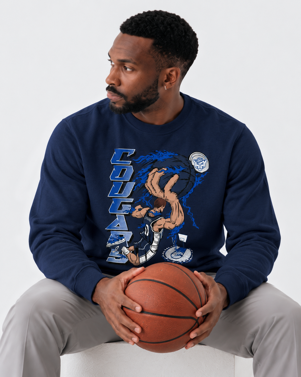BYU Slam Dunk Meridian Navy Crewneck
