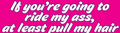 "Ride My Ass Pull My Hair" Prank Gag Magnetic Bumper Car Magnet Sign - USA Made