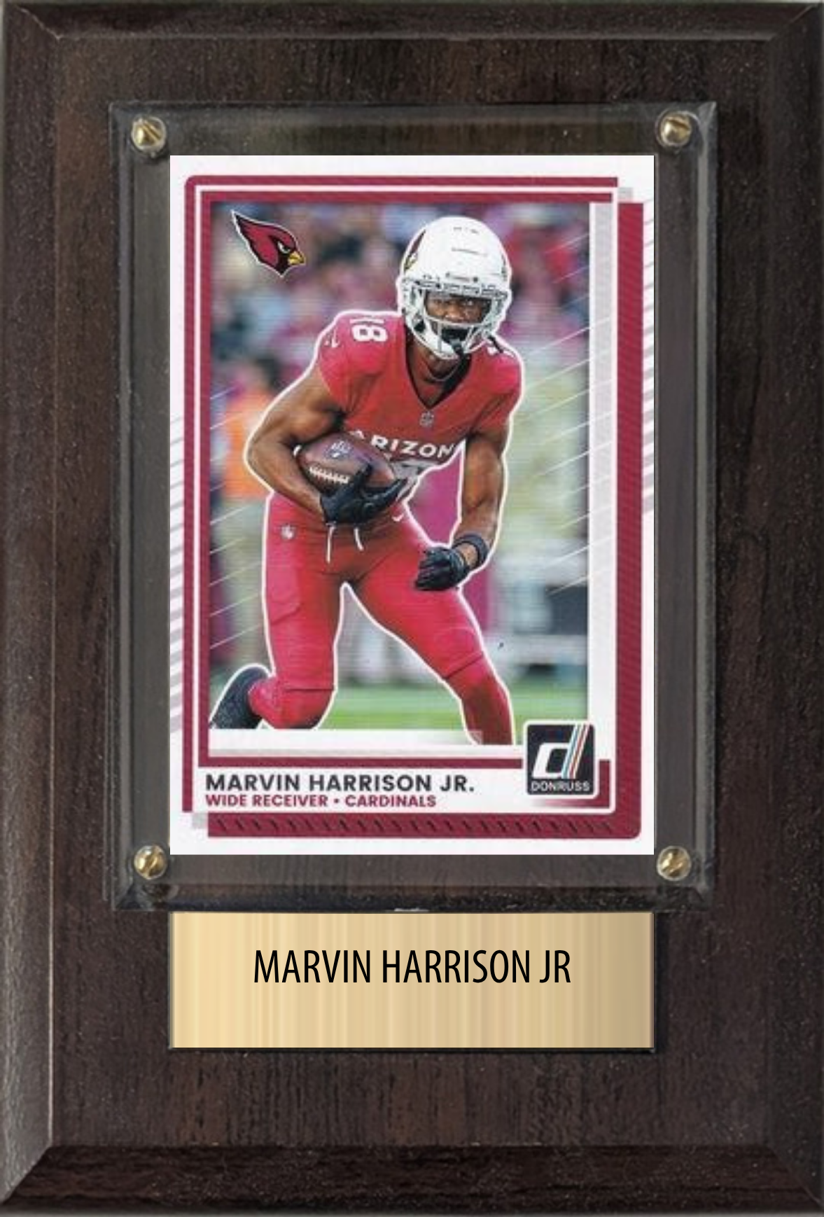 Marvin Harrison Jr Arizona Cardinals Fan Gift Plaque 4x6 1 Card Prizm, Donruss, Score 2024 2025 2026