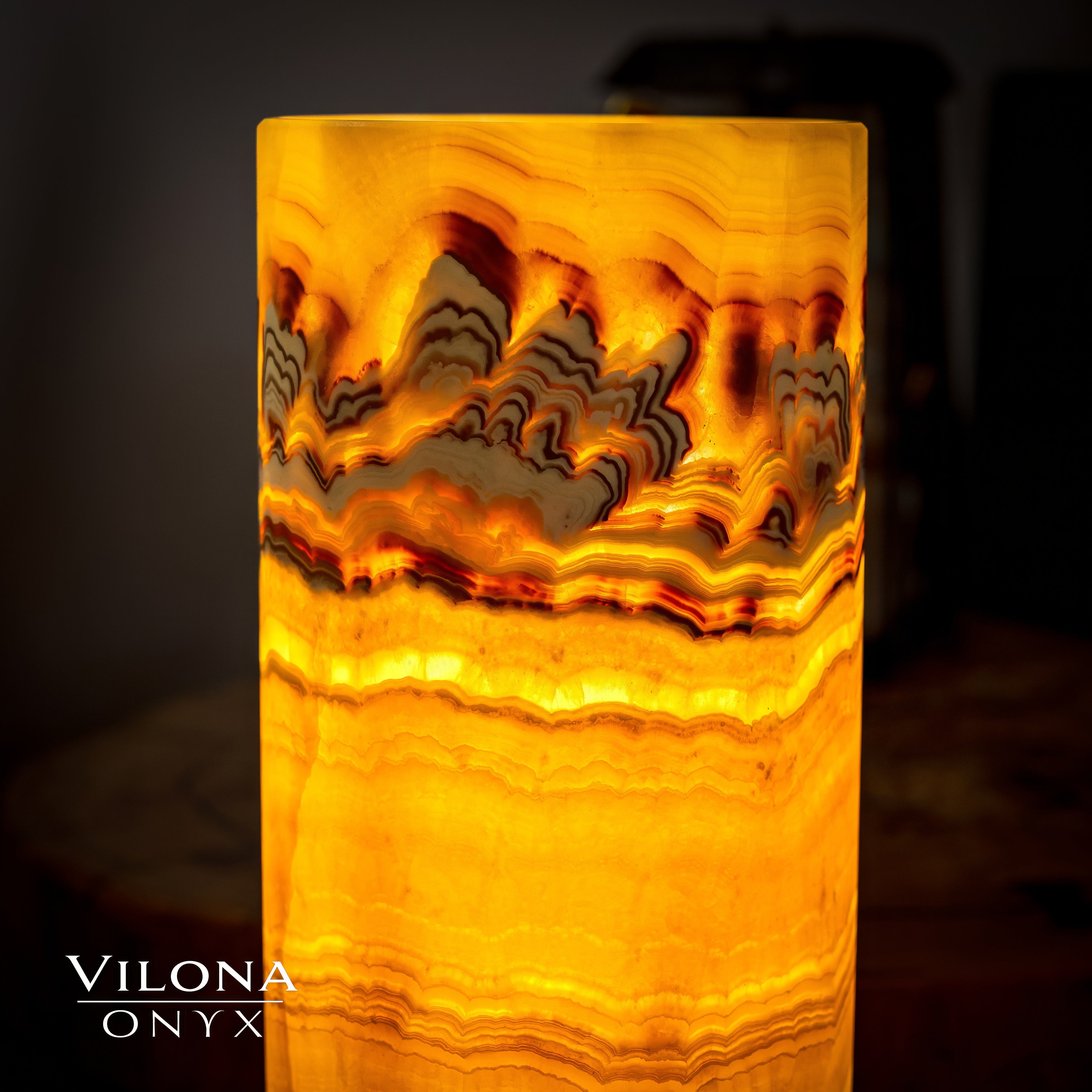Miami Sunset Onyx Lamp (Cylinder Table Lamp #2)