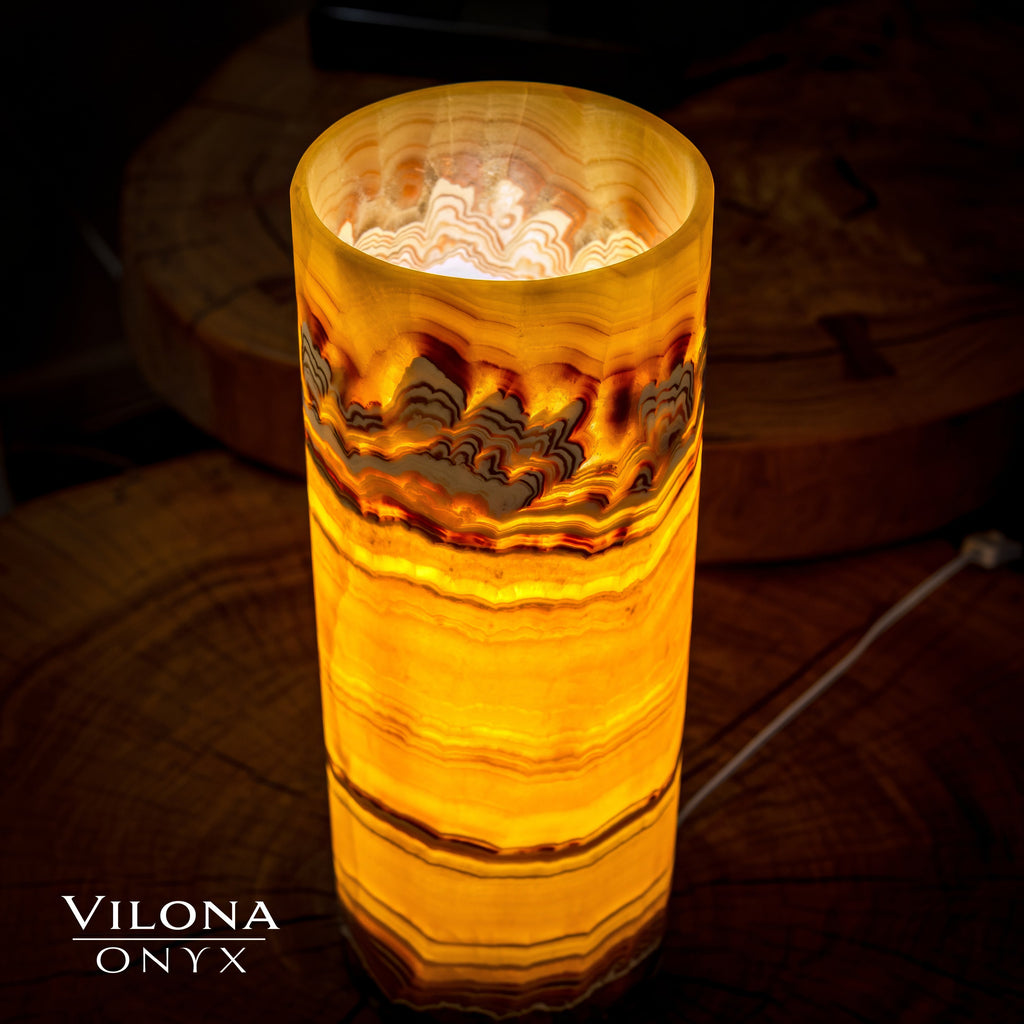 Miami Sunset Onyx Lamp (Cylinder Table Lamp #2)