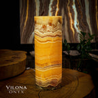 Miami Sunset Onyx Lamp (Cylinder Table Lamp #2)