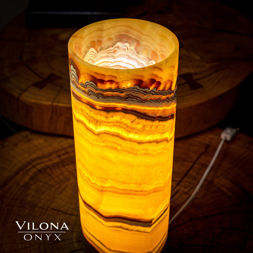 Miami Sunset Onyx Lamp (Cylinder Table Lamp #5)