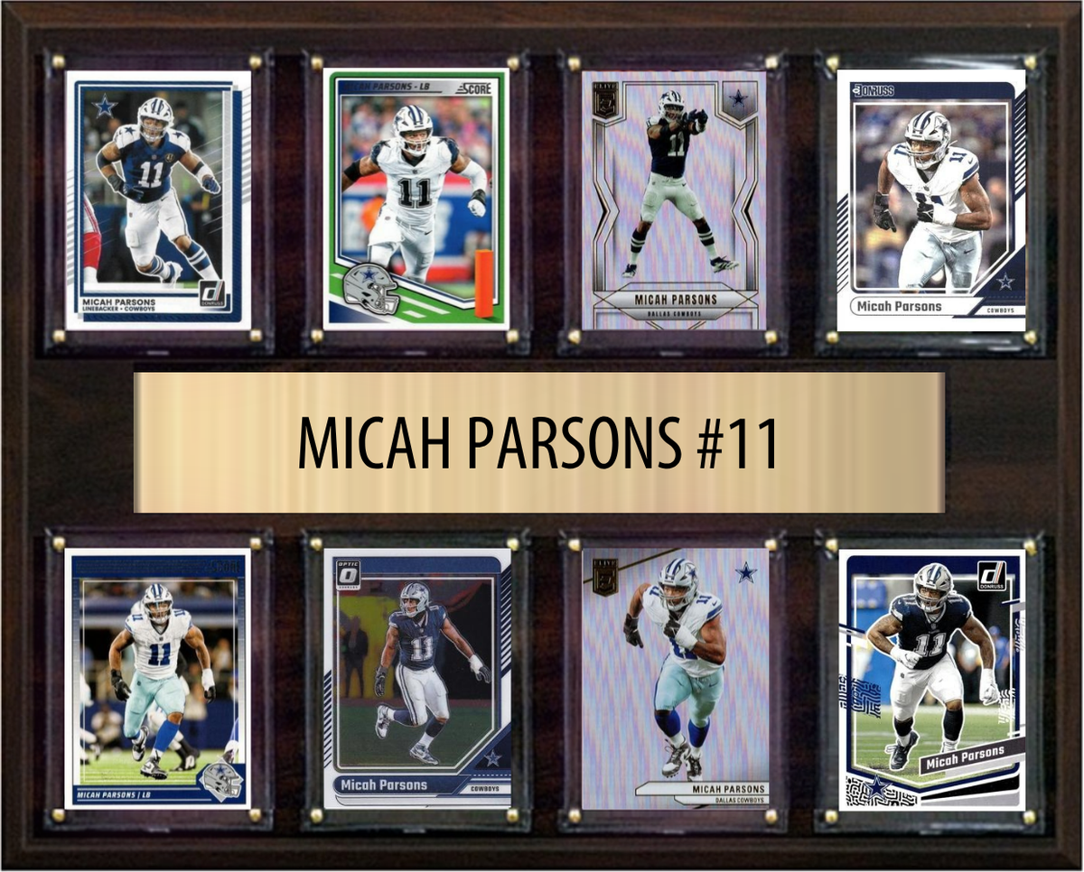 Micah Parsons Dallas Cowboys Fan Gift Plaque 12x15 8 Cards Prizm, Donruss, Score 2024 2025 2026