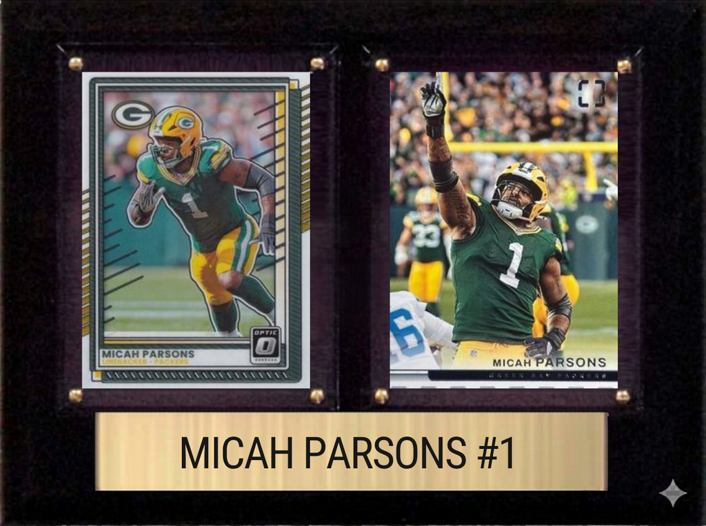 Micah Parsons Green Bay Packers Fan Gift Plaque 6x8 2 Cards Prizm, Donruss, Score 2024 2025 2026