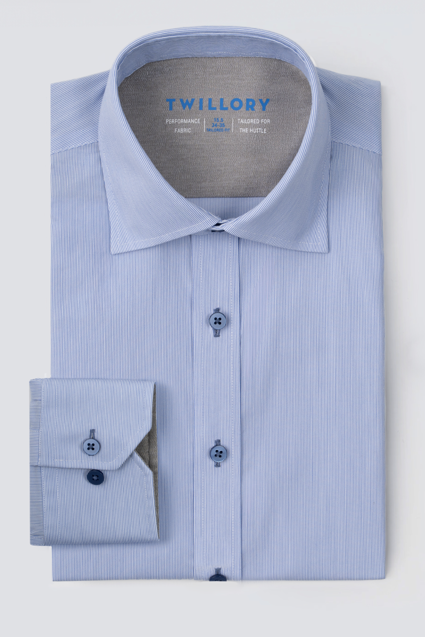 Leader Non-Iron Stripe // Micro Blue