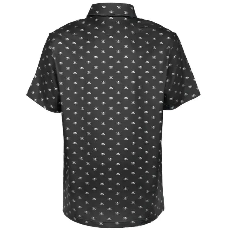 Micro Skull Cool-Stretch Men's Golf Shirt (Black)