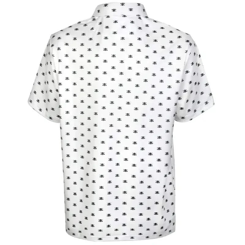 Micro Skull Cool-Stretch Men's Golf Shirt (White)