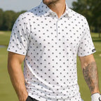 Micro Skull Cool-Stretch Men's Golf Shirt (White)