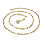 Microphone Cubic Zirconia Pendant with Necklace Set 14K Gold Plated Stainless Steel