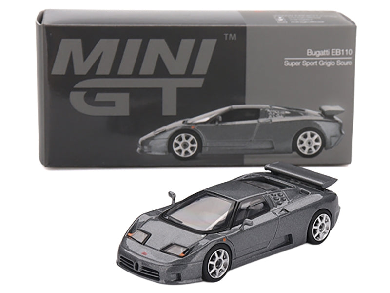 Bugatti EB110 Super Sport Grigio Scuro Dark Gray Metallic Limited Edition 1/64 Diecast Model Car by Mini GT