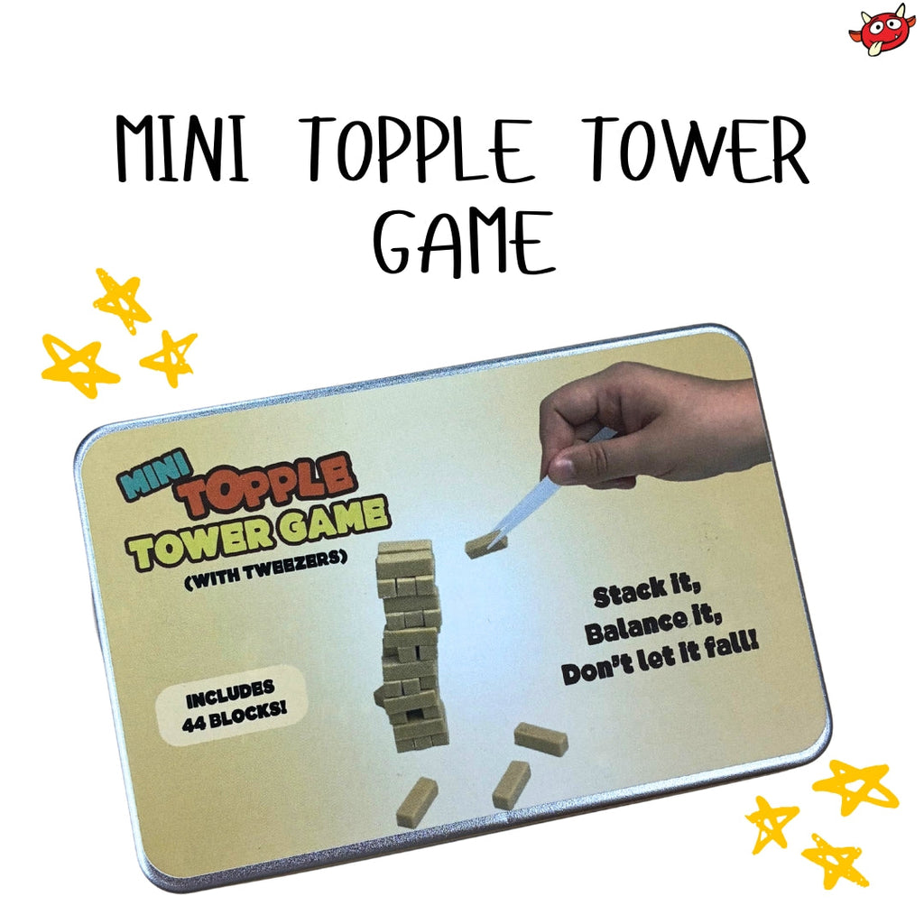 🧱 Mini Topple Tower Game With Tweezers 🎯 Tiny Block Stacking Travel Challenge
