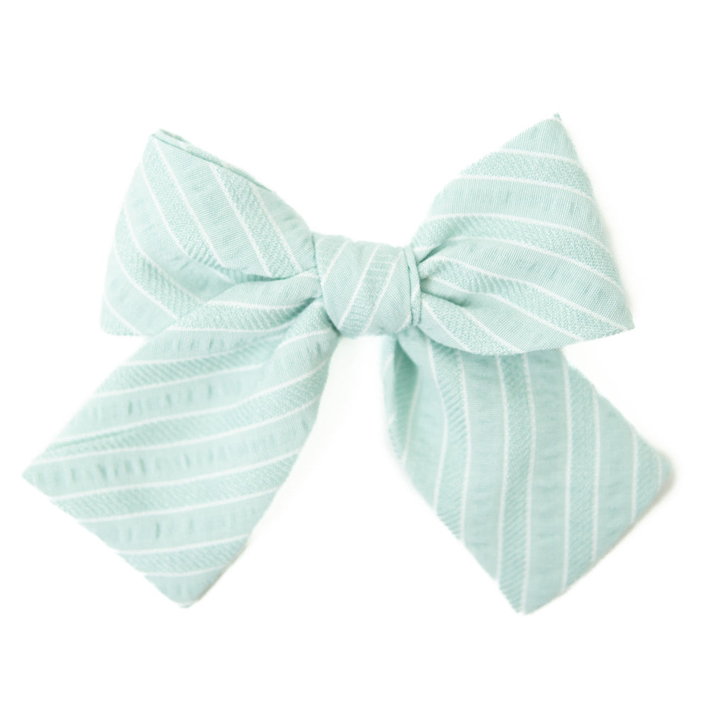 Mint Stripe - Petite Hair Bow