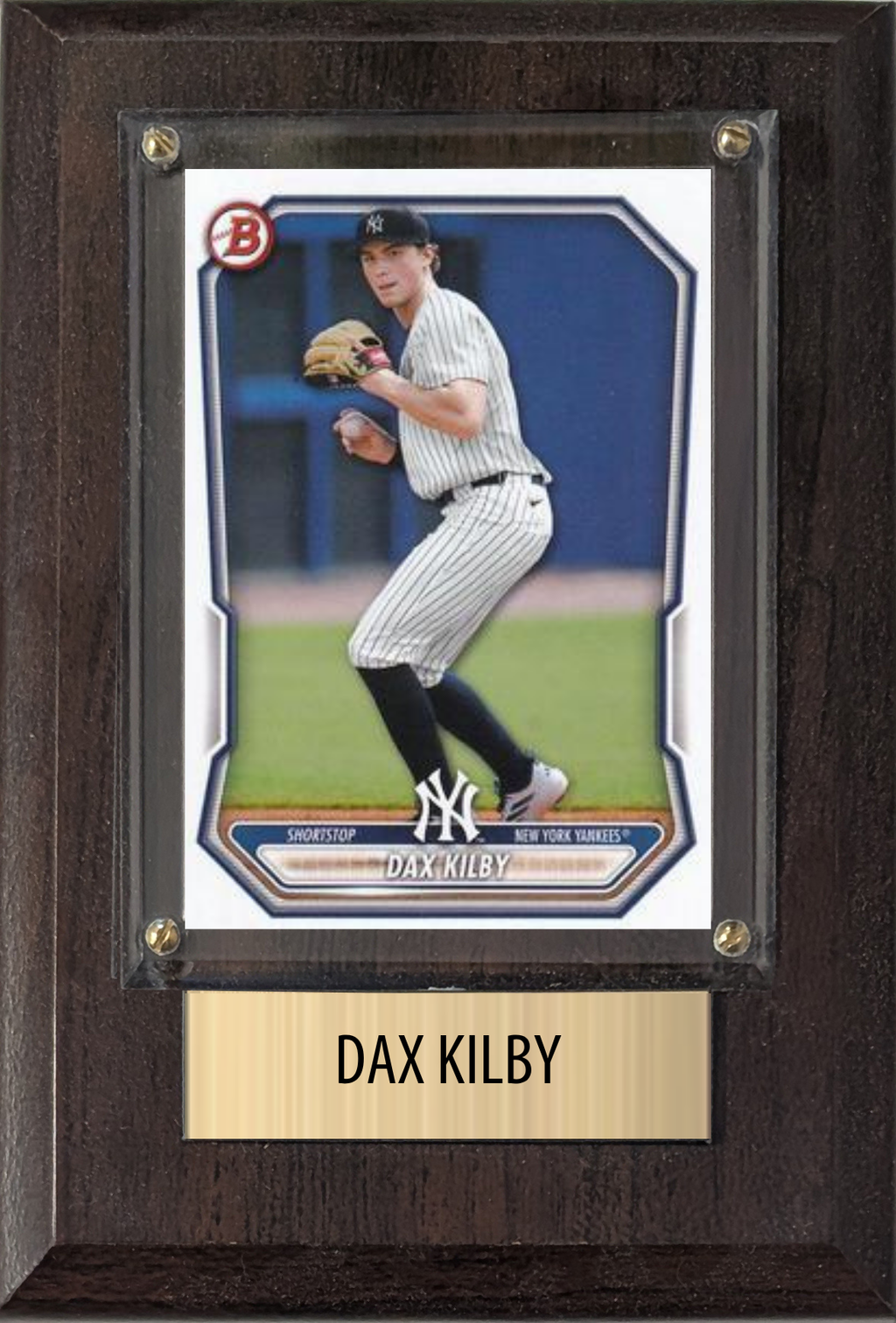 Dax Kilby New York Yankees Fan Gift Plaque 4x6 1 Card Topps, Bowman 2024 2025 2026