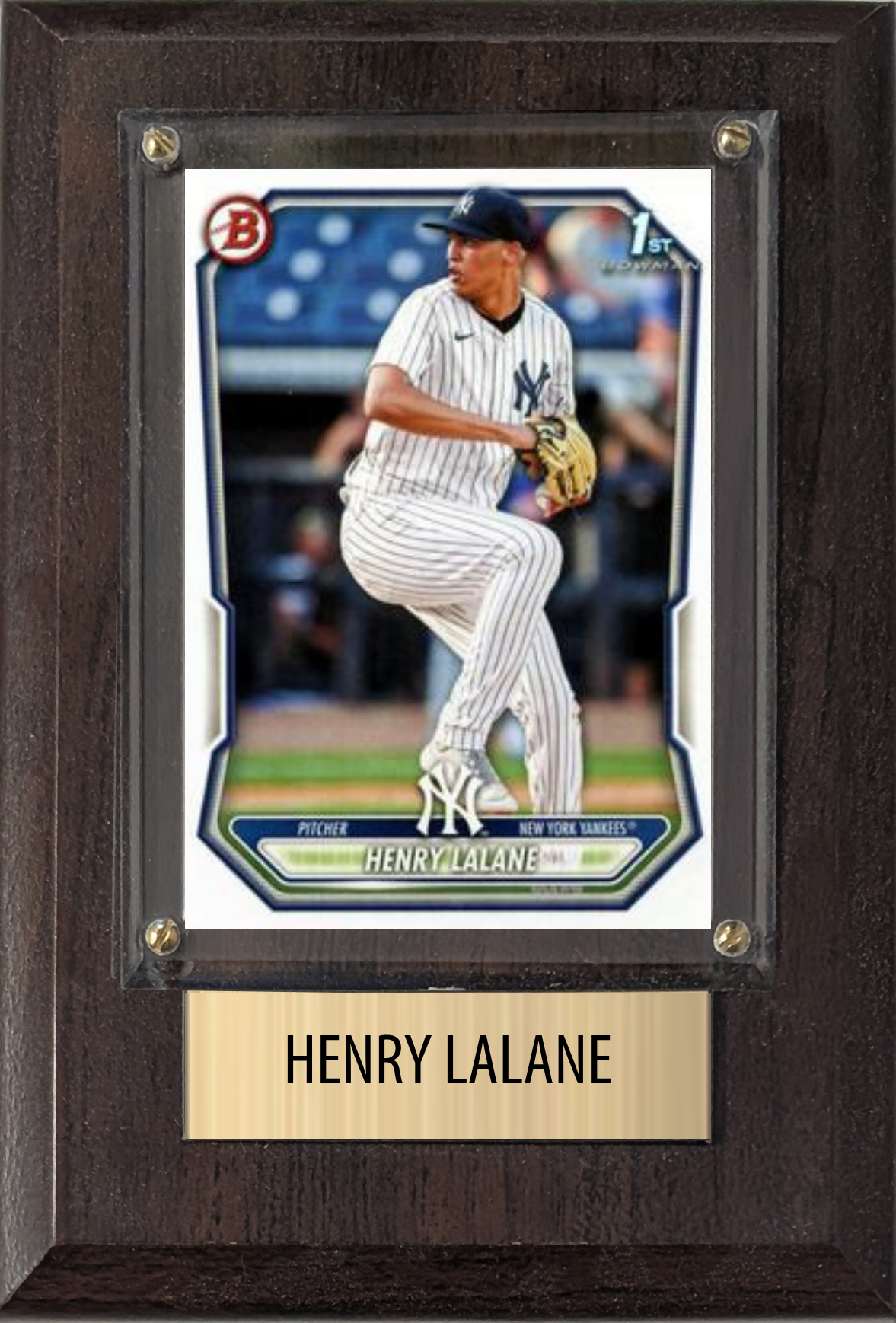 Henry Lalane New York Yankees Fan Gift Plaque 4x6 1 Card Topps, Bowman 2024 2025 2026