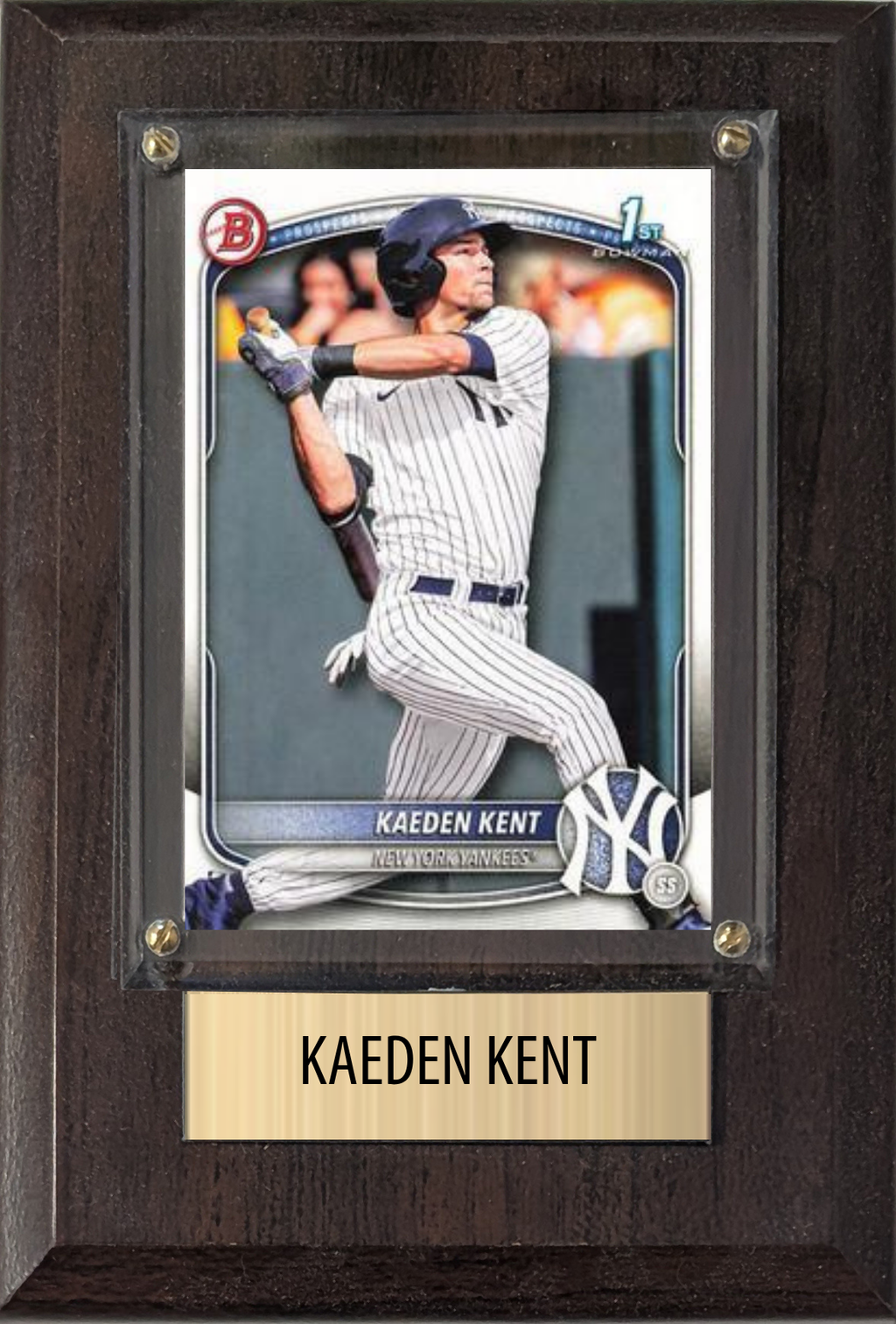 Kaeden Kent New York Yankees Fan Gift Plaque 4x6 1 Card Topps, Bowman 2024 2025 2026