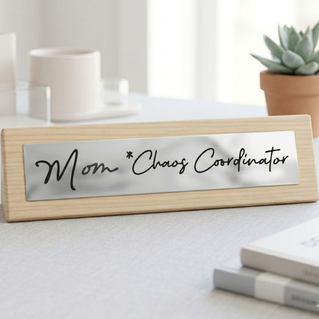 ❤️ Mom "Chaos Coordinator" Wooden Desk Sign 👩‍ Home Office Humor Mother’s Day Funny Gift 🎁