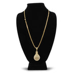 Money Cubic Zirconia Pendant with Necklace Set 14K Gold Plated Stainless Steel