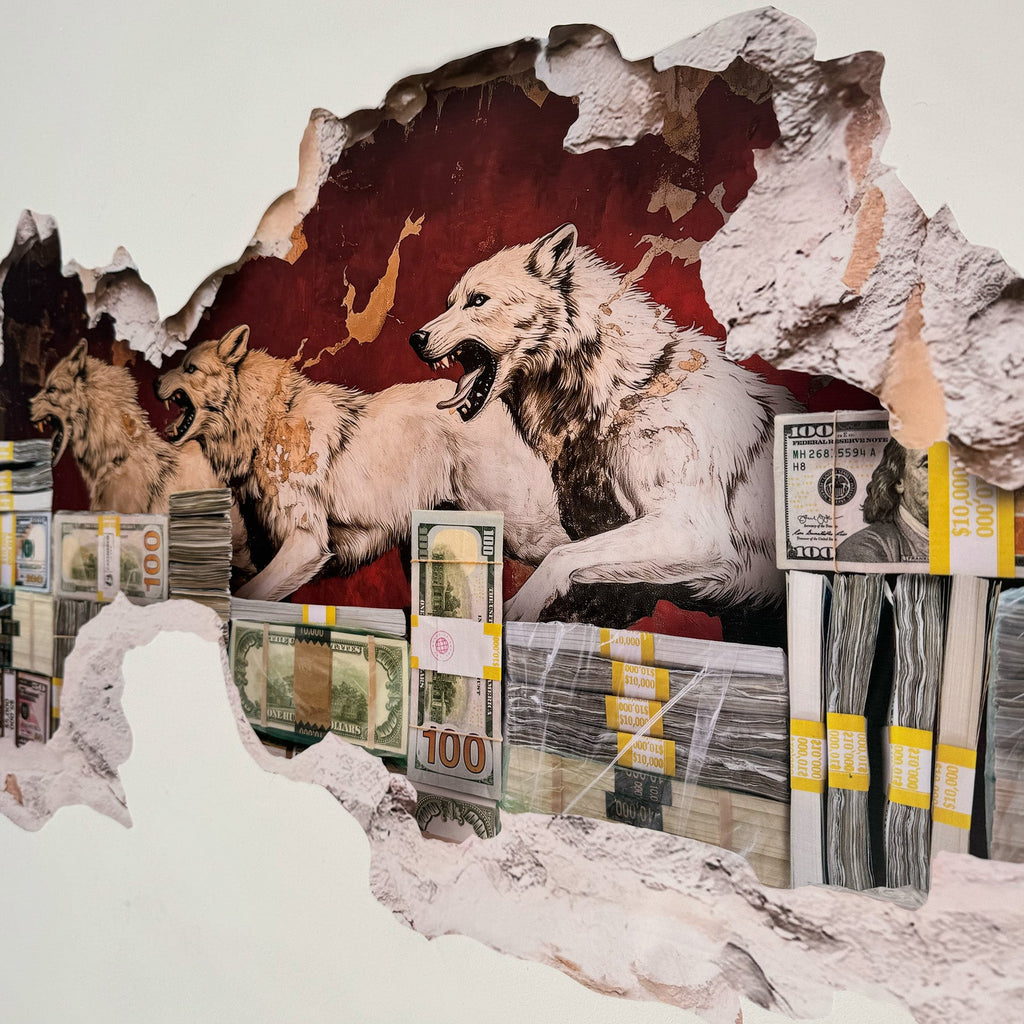 White Wolf Hustle Wall Money Decal - Limited Edition