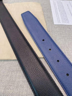 Montblanc M Buckle Reversible Leather Belt 'Black/Blue'