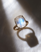 Sterling Silver Elongated Cushion Moonstone Cocktail Ring