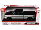 2006 Chevrolet Silverado Custom Pickup Truck Silver Metallic and Black with Red Stripes "Die-Cast Collection" Series 1/25 Diecast Model Car by Motormax