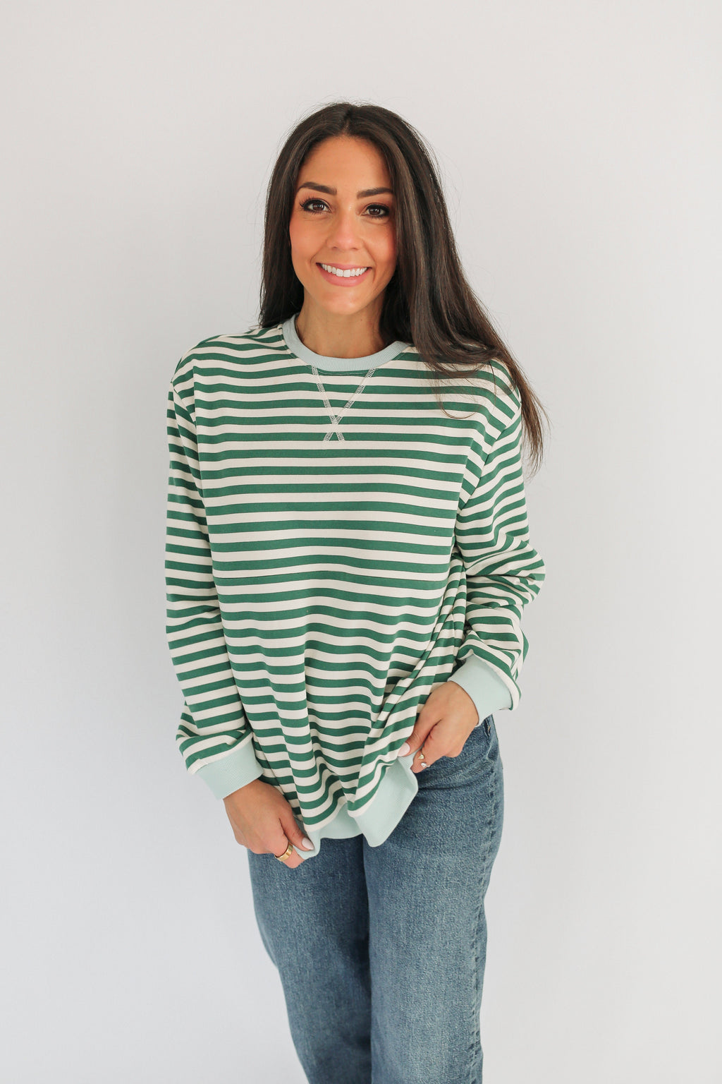 Oversized Fit Freestyle Stripe Breastfeeding Sweatshirt - EXTENDED CHART