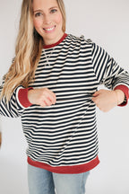 Oversized Fit Freestyle Stripe Breastfeeding Sweatshirt - EXTENDED CHART