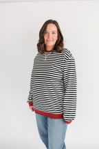 Oversized Fit Freestyle Stripe Breastfeeding Sweatshirt - EXTENDED CHART