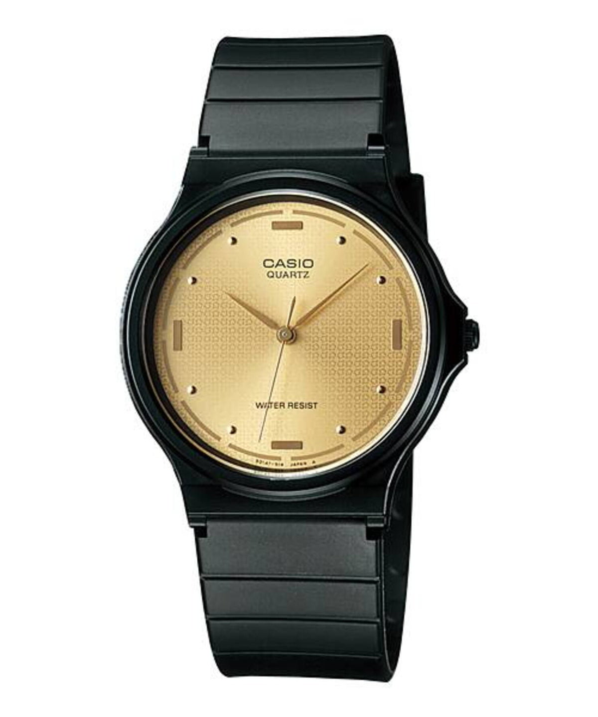 Casio Men's Black Analog Watch with Gold Dial - MQ-76-9A